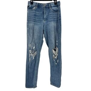 KanCan Women's‎ Blue Wrene Ultra High RiseDistressed 90's Boyfriend Jeans 9 / 28